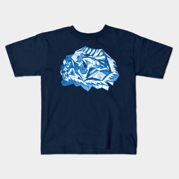 Blue Abstract Drawing Kids T-Shirt by RaizePeace
